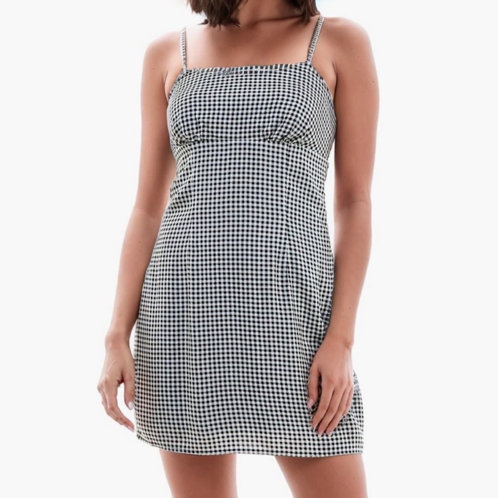 Urban social gingham minidress sundress m dress women's black new